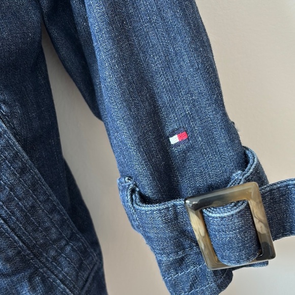 Tommy Hilfiger Blue and White Jean Jacket with Hood - Picture 2 of 4